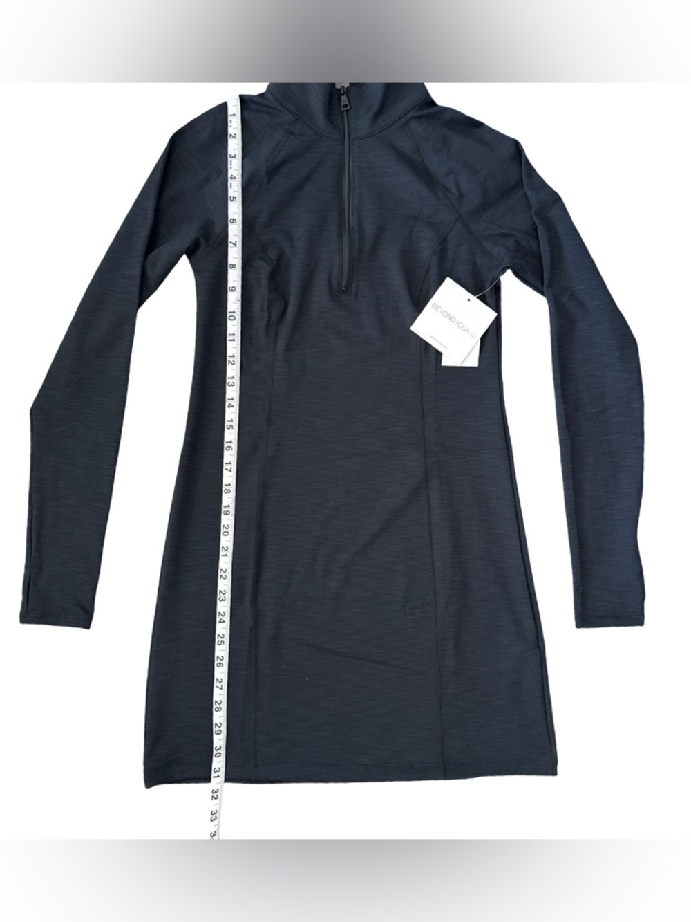 Beyond Yoga Heather Rib Westside Dress Black Quarter Zip Small NWT - Picture 7 of 7